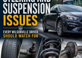 Car with steering and suspension issues: uneven tire wear, pulling sideways, and clunking noises.
