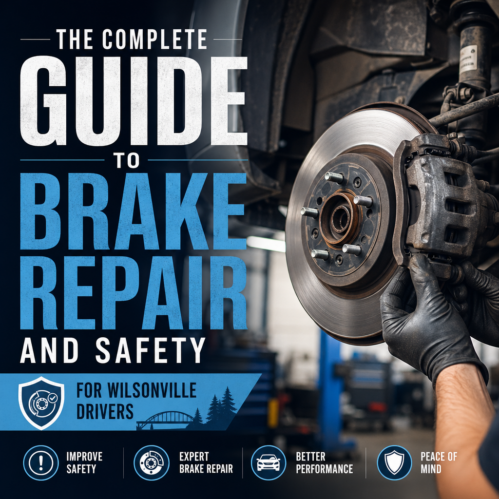 Mechanic inspecting brake repair on a car for safer driving and improved performance