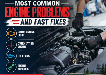 Mechanic inspecting a car engine for common engine problems and quick fixes