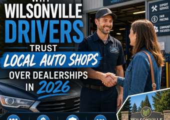 Wilsonville driver receiving friendly, expert service at a local auto shop with fair pricing